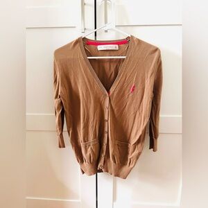 🐴ZARA Knitwear 100% Cotton beige brown casual Seahorse cardigan